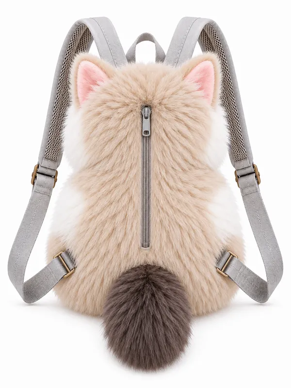 Brown_Plush_Cat_Character_Backpack_For_Kids