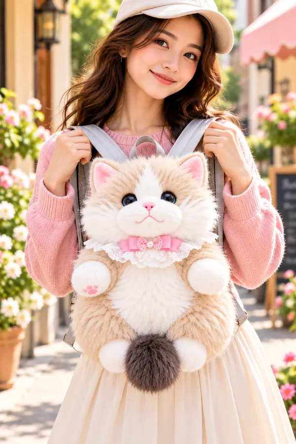 Brown_Plush_Cat_Character_Backpack_For_Kids