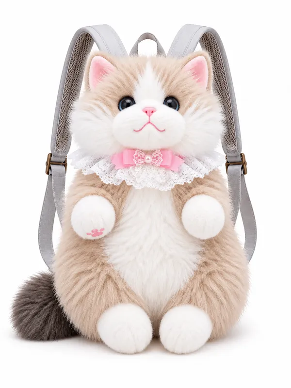Brown_Plush_Cat_Character_Backpack_For_Kids