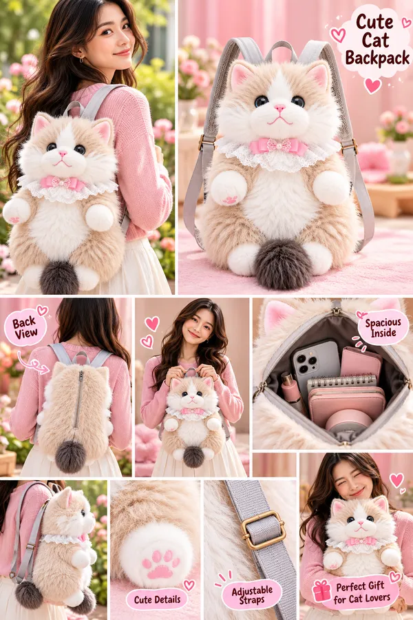 Brown_Plush_Cat_Character_Backpack_For_Kids