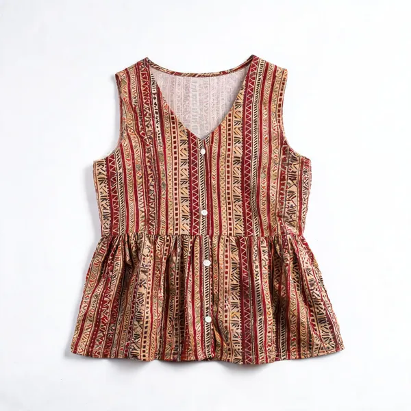 Brown_Cotton_Sleeveless_Printed_Top_For_Women