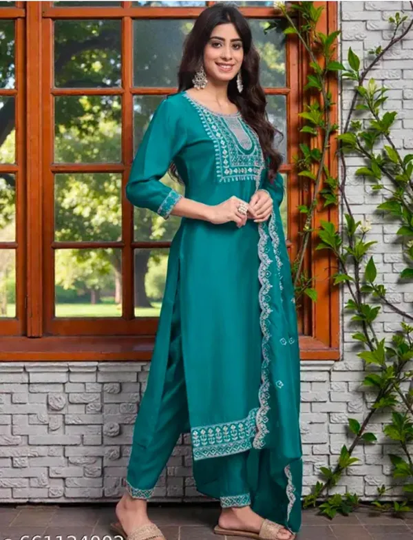 Teal_Rayon_Straight_Salwar_Suit_Set_For_Women