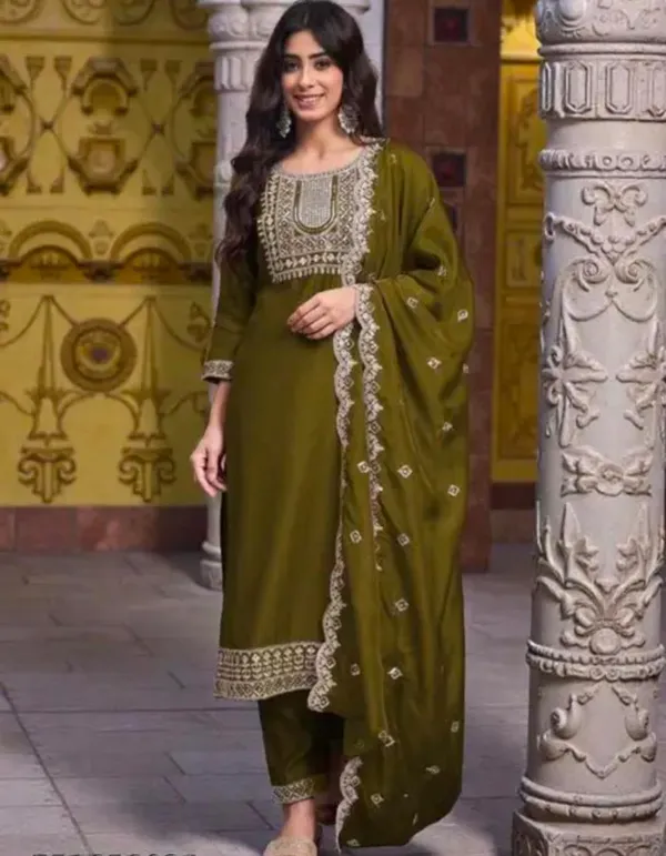 Olive_Green_Rayon_Straight_Kurta_Set_For_Women
