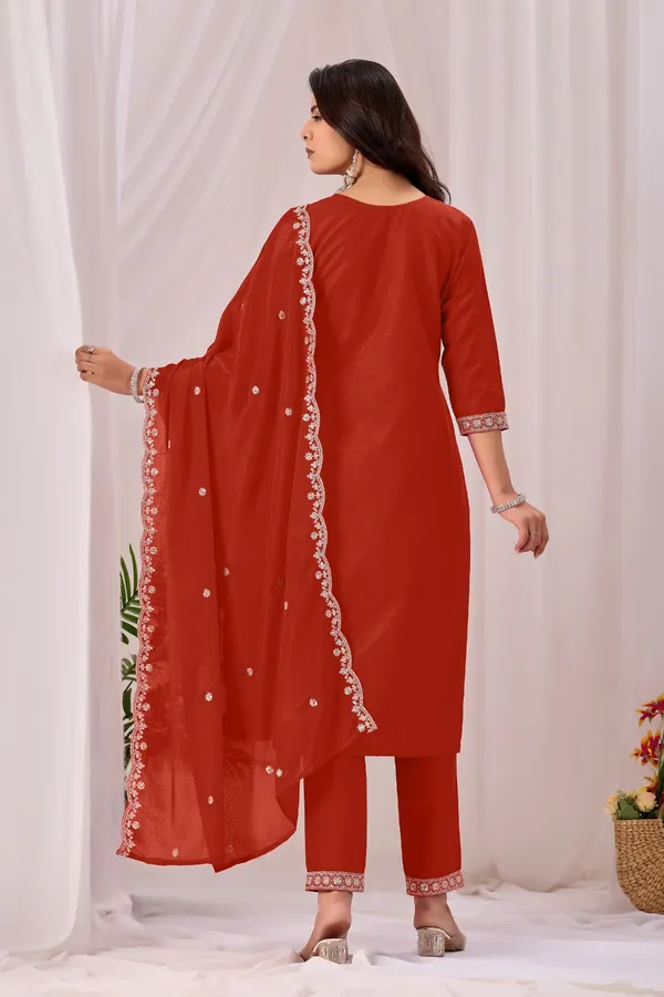 Red_Rayon_Straight_Kurta_Set_For_Women