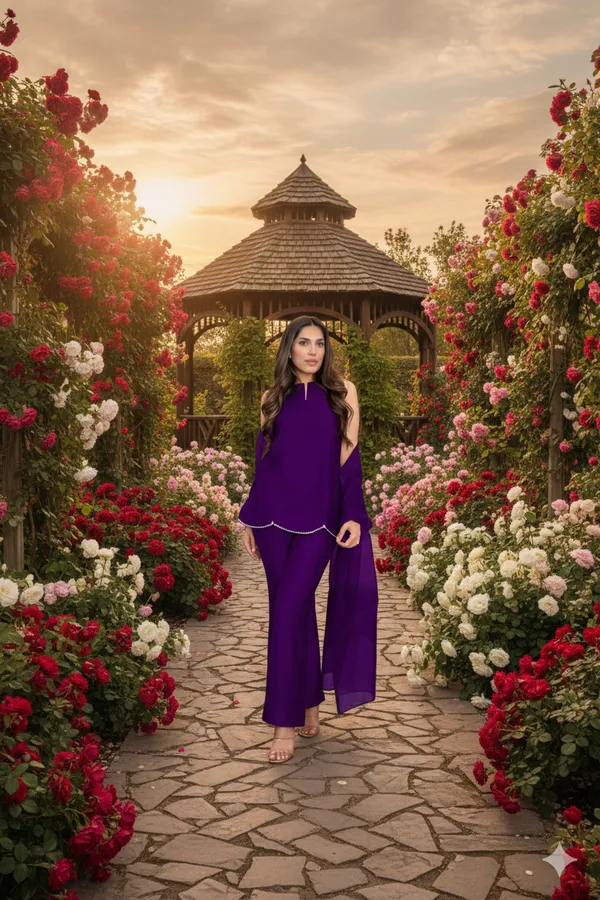 Purple_Rayon_Cold_Shoulder_Kurta_Set_For_Women