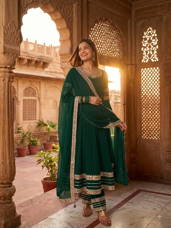 Green_Rayon_Flared_Anarkali_Suit_Set_For_Women