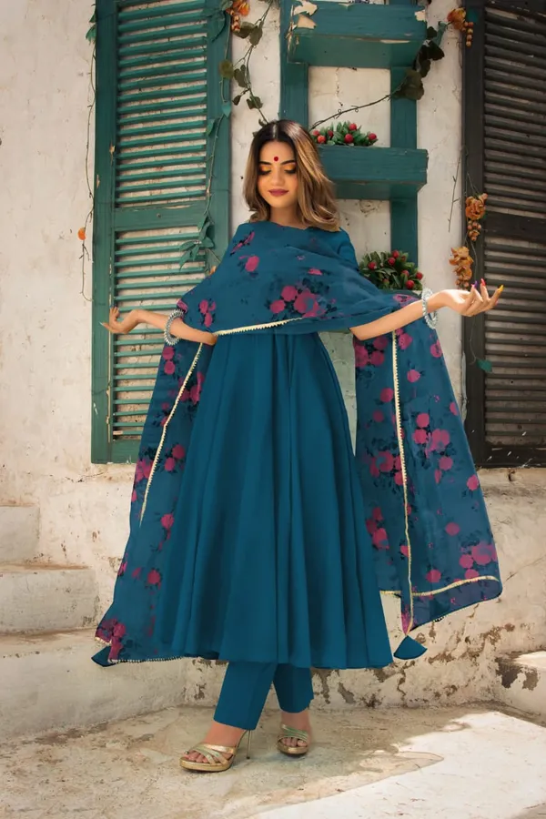 Teal_Rayon_Flared_Anarkali_Suit_Set_For_Women
