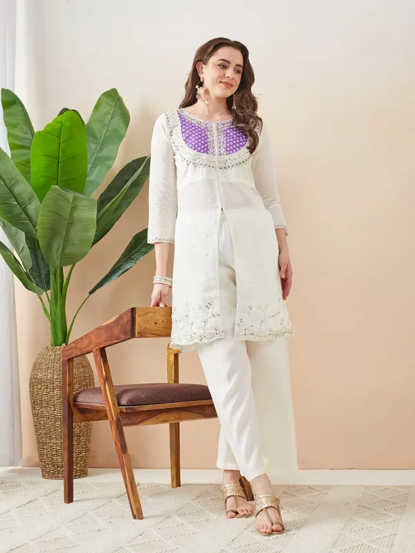 White_Roman_Silk_Straight_Co-ord_Set_For_Women