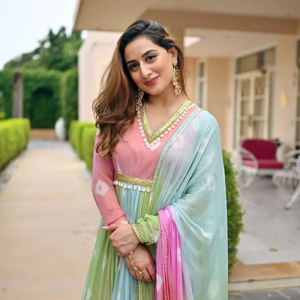 Multicolour_Georgette_Flared_Anarkali_Dress_With_Dupatta_For_Women