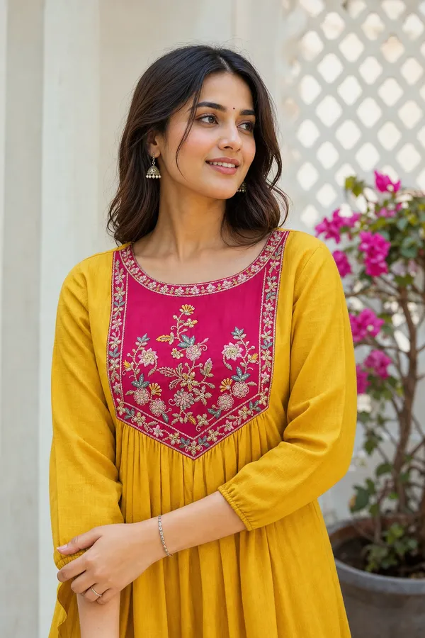 Yellow_Chinon_Straight_Kurta_Palazzo_Set_For_Women