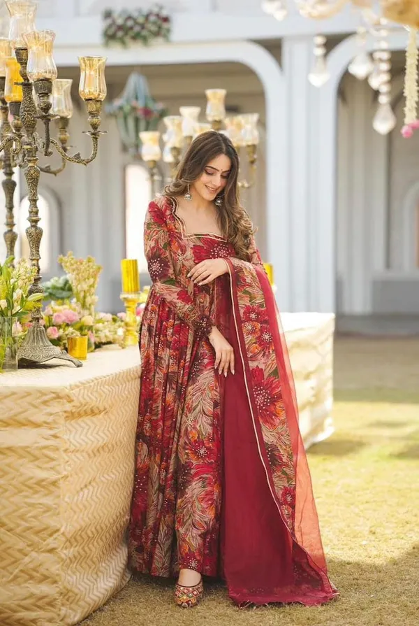 Red_Rayon_Flared_Anarkali_Suit_Set_For_Women