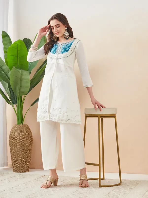 White_Roman_Silk_Straight_Co-ord_Set_For_Women