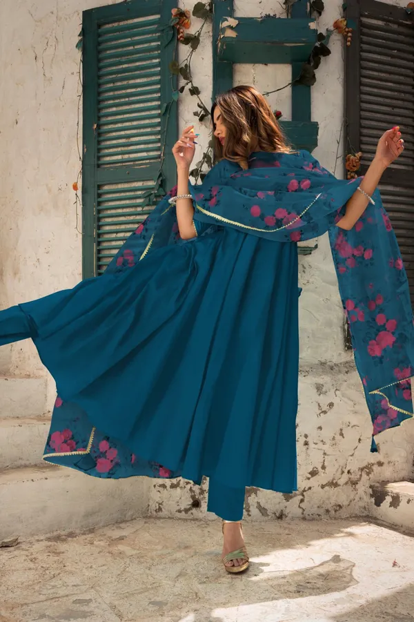 Teal_Rayon_Flared_Anarkali_Suit_Set_For_Women