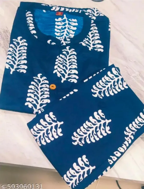Navy_Cotton_Straight_Fit_Botanical_Print_Kurta_Set_For_Women