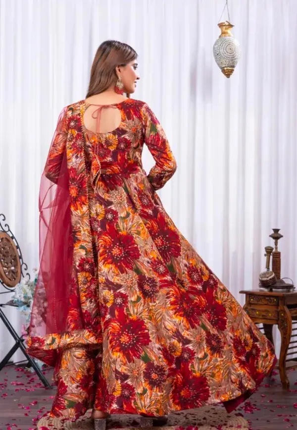 Red_Rayon_Flared_Anarkali_Suit_Set_For_Women