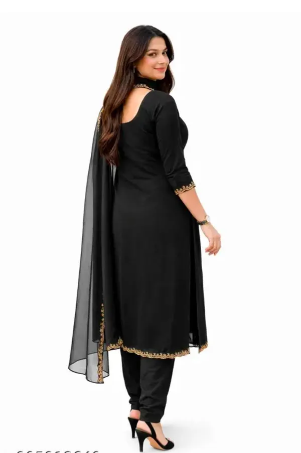 Black_Georgette_Straight_Fit_Embroidered_Kurta_Set_For_Women
