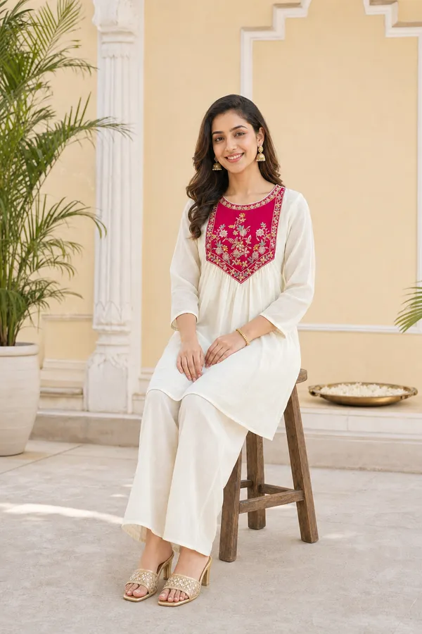 Cream_Chinon_Flared_Anarkali_Kurta_For_Women