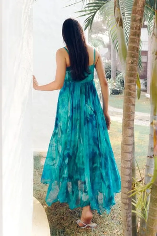Teal_Georgette_Flared_Maxi_Dress_For_Women