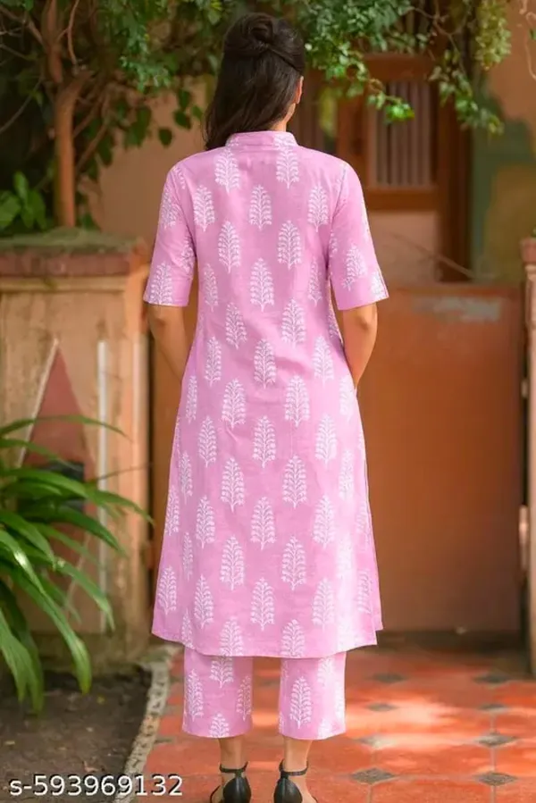 Pink_Cotton_Straight_Fit_Botanical_Print_Kurta_Set_For_Women