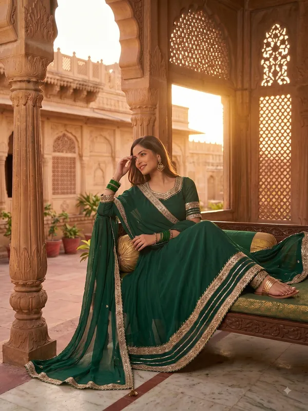 Green_Rayon_Flared_Anarkali_Suit_Set_For_Women