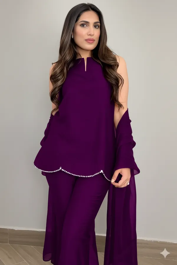 Purple_Rayon_Cold_Shoulder_Kurta_Set_For_Women