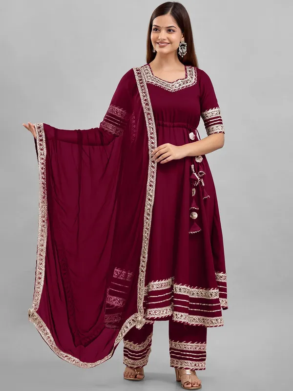 Maroon_Rayon_Flared_Anarkali_Suit_Set_For_Women