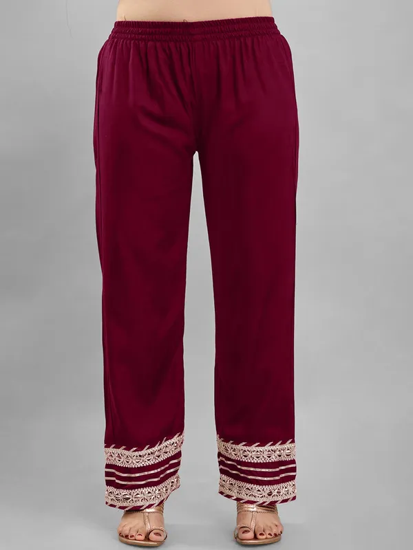 Maroon_Rayon_Flared_Anarkali_Suit_Set_For_Women
