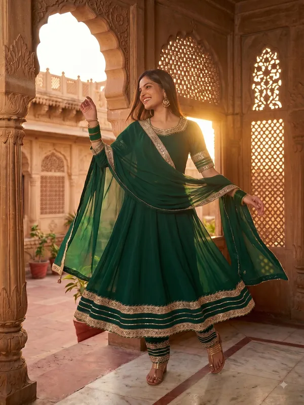 Green_Rayon_Flared_Anarkali_Suit_Set_For_Women