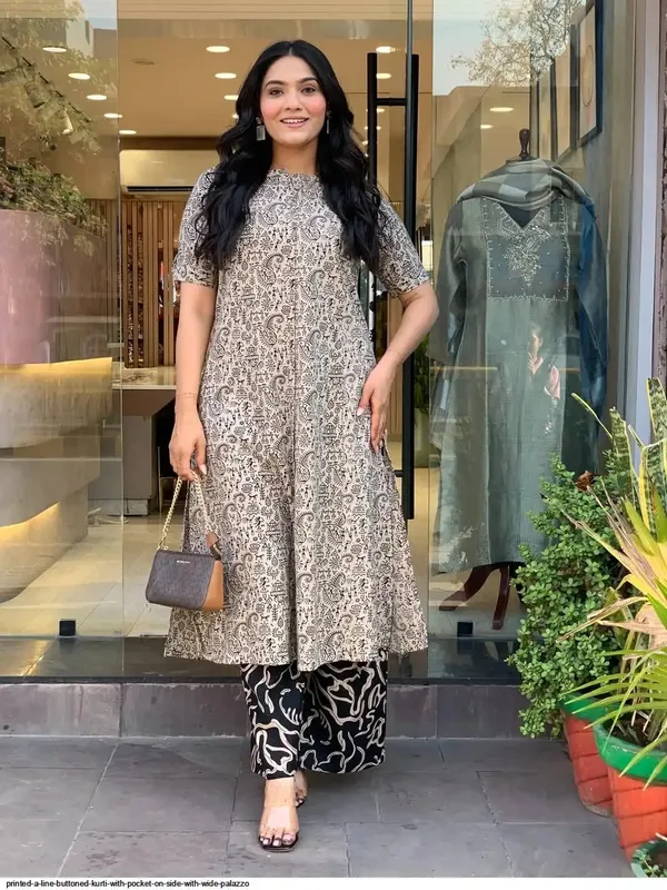 White_Rayon_A-Line_Kurta_Palazzo_Set_For_Women