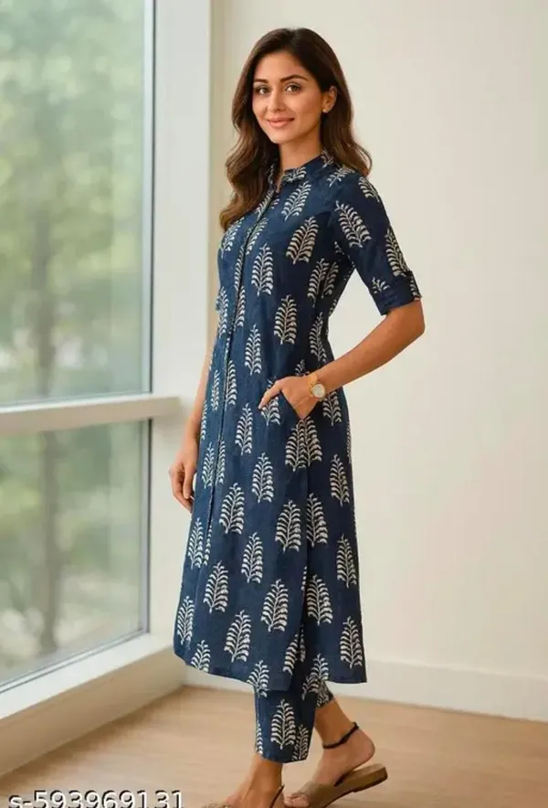 Navy_Cotton_Straight_Fit_Botanical_Print_Kurta_Set_For_Women