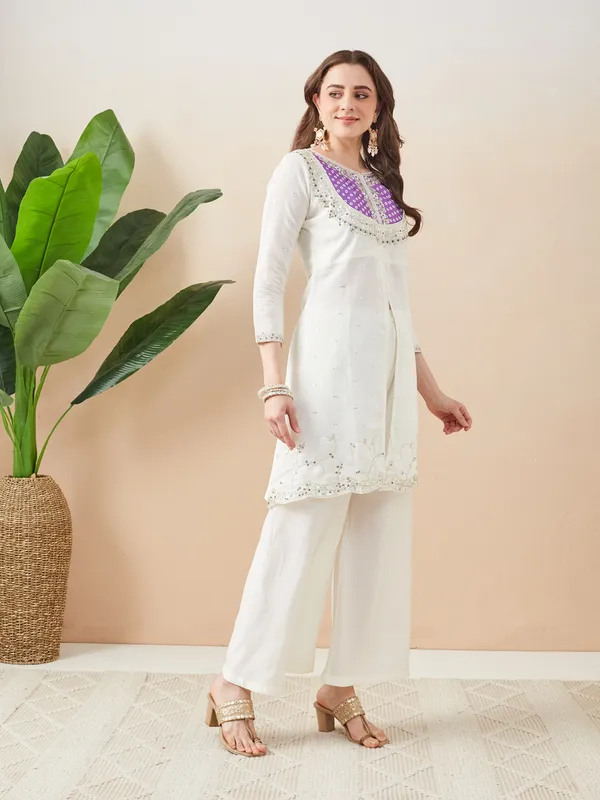 White_Roman_Silk_Straight_Co-ord_Set_For_Women