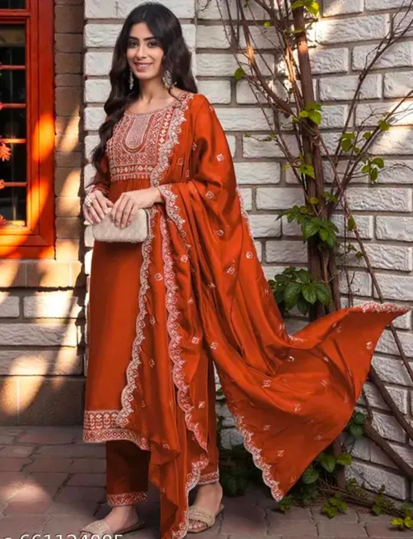 Orange_Rayon_Straight_Salwar_Suit_Set_For_Women