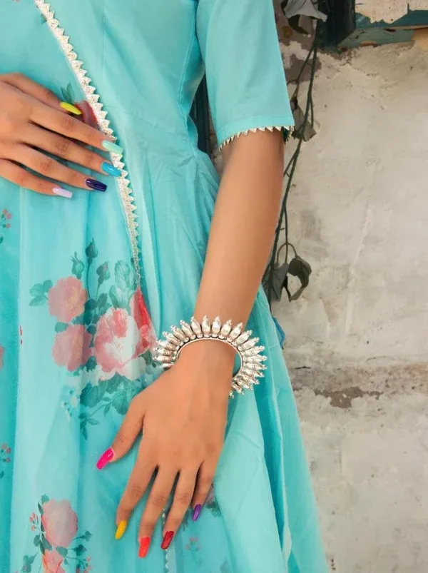 Turquoise_Rayon_Flared_Anarkali_Suit_Set_For_Women