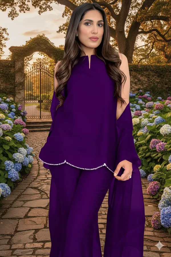 Purple_Rayon_Cold_Shoulder_Kurta_Set_For_Women