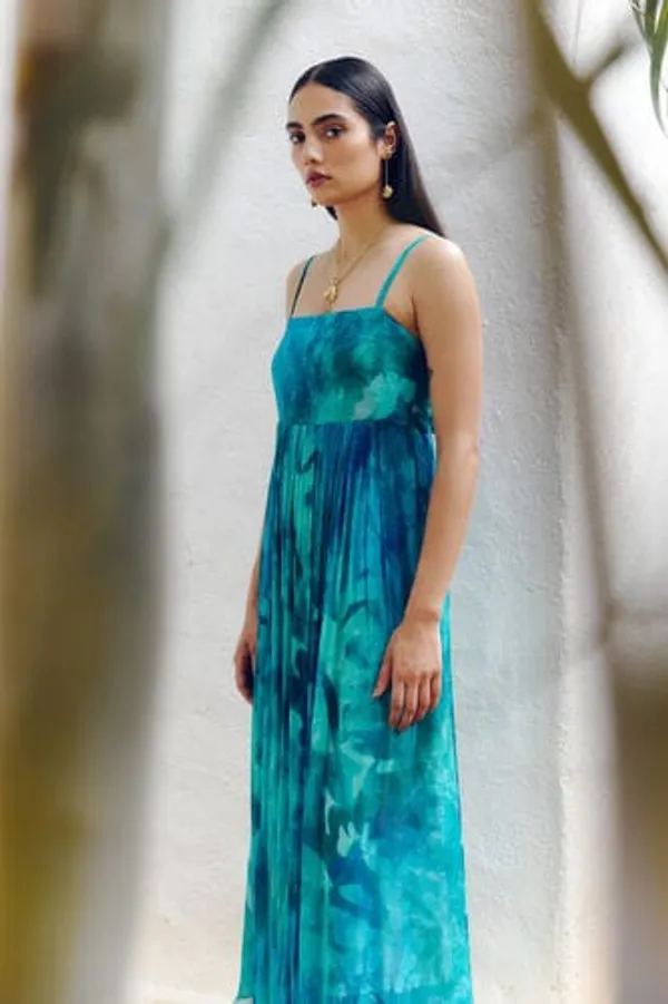Teal_Georgette_Flared_Maxi_Dress_For_Women