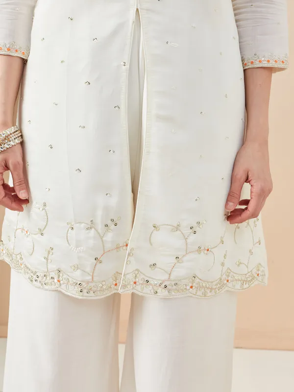 White_Roman_Silk_Straight_Co-ord_Set_For_Women