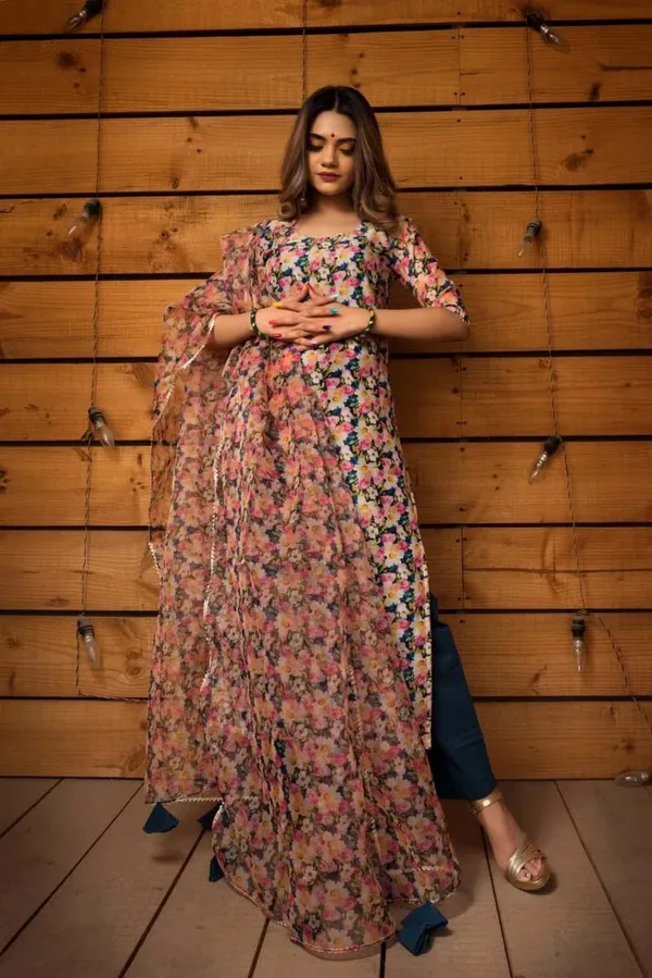 Multicolor_Chinon_Straight_Kurta_Set_For_Women