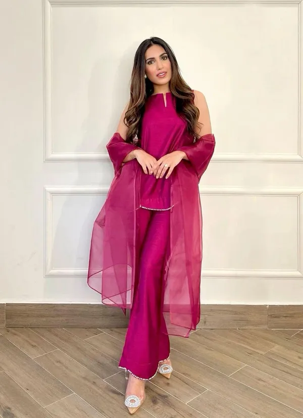 Magenta_Rayon_Flared_Kurta_Set_For_Women