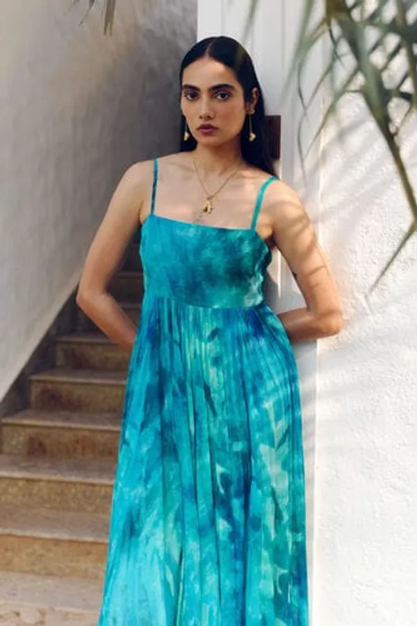 Teal_Georgette_Flared_Maxi_Dress_For_Women