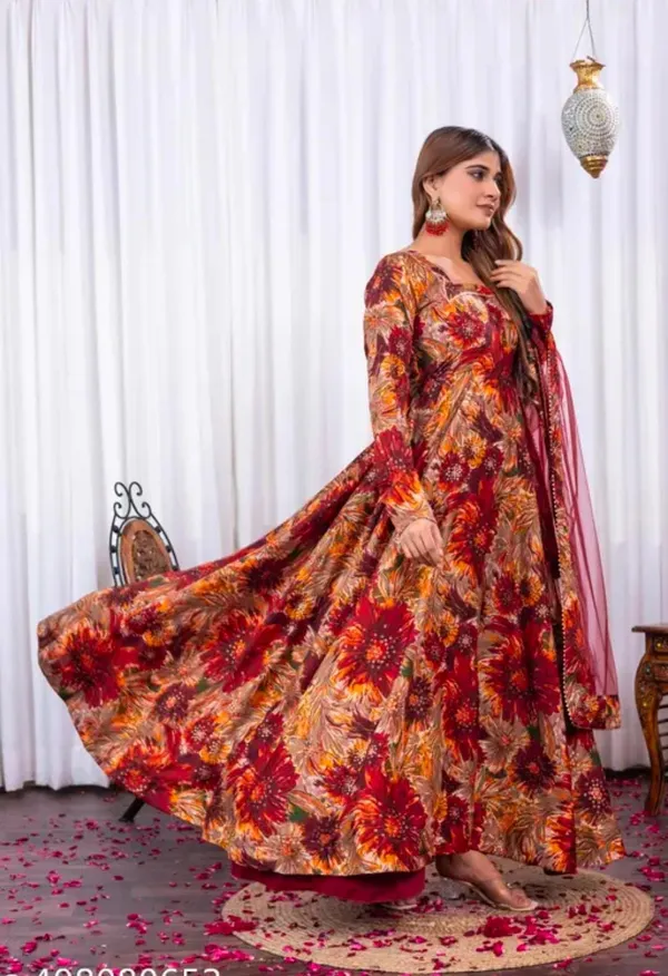 Red_Rayon_Flared_Anarkali_Suit_Set_For_Women