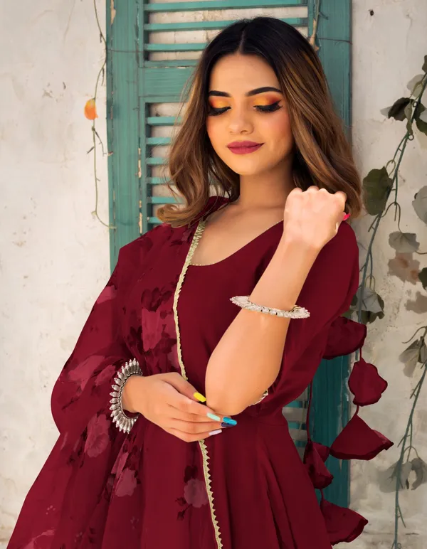 Maroon_Rayon_Flared_Anarkali_Suit_Set_For_Women