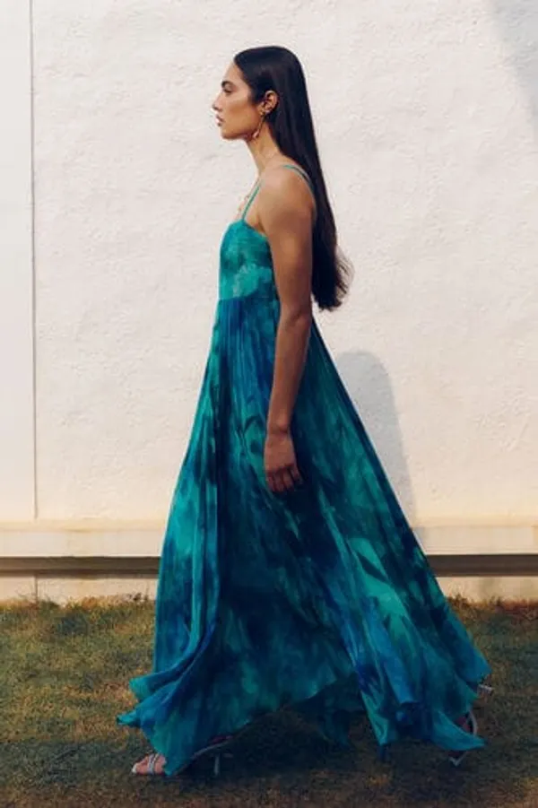 Teal_Georgette_Flared_Maxi_Dress_For_Women