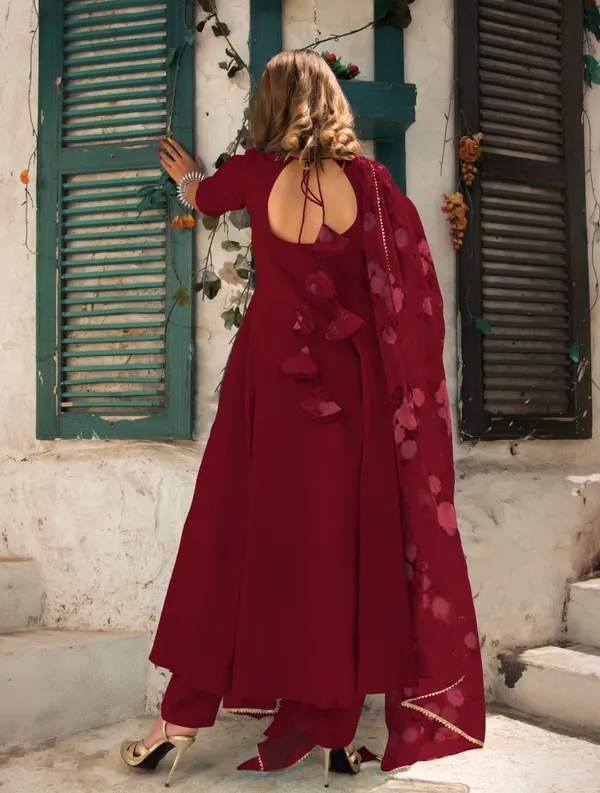 Maroon_Rayon_Flared_Anarkali_Suit_Set_For_Women