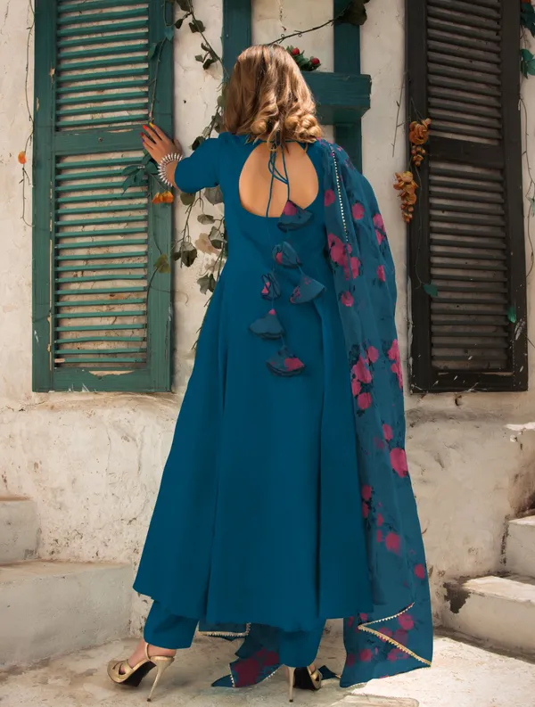 Teal_Rayon_Flared_Anarkali_Suit_Set_For_Women