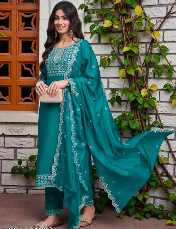 Teal_Rayon_Straight_Salwar_Suit_Set_For_Women