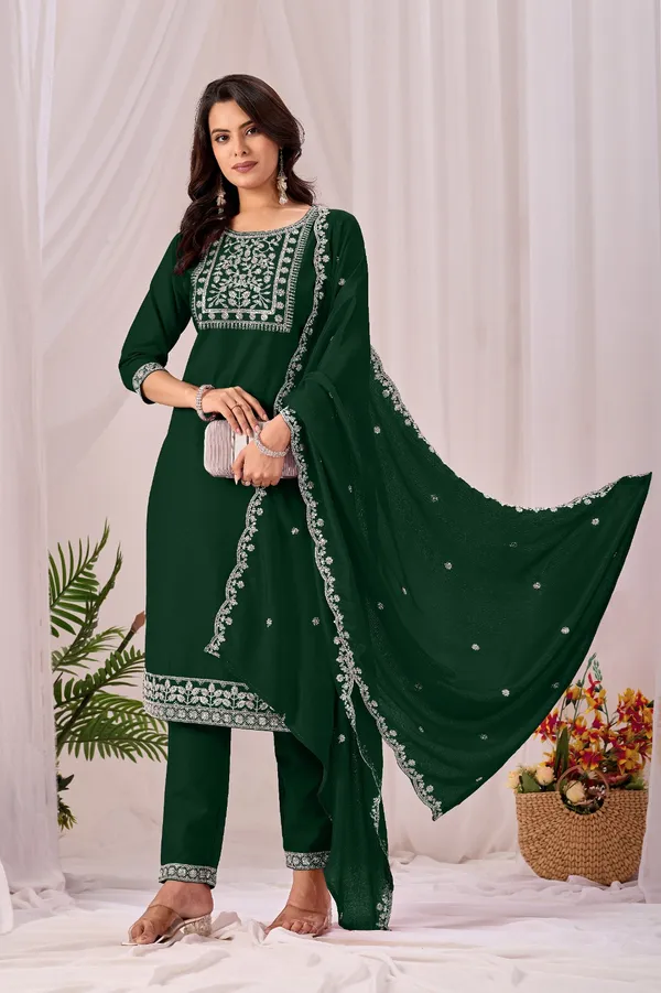 Green_Rayon_Straight_Kurta_Set_With_Dupatta_For_Women