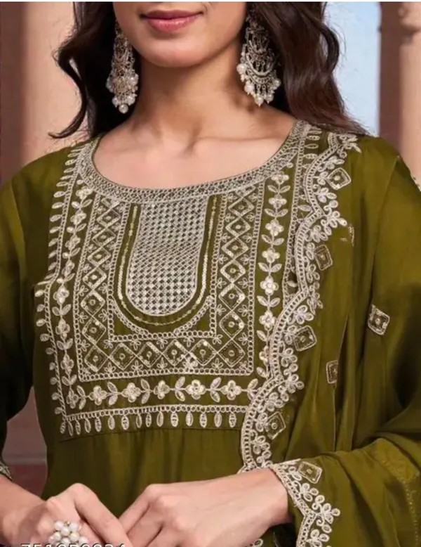 Olive_Green_Rayon_Straight_Kurta_Set_For_Women