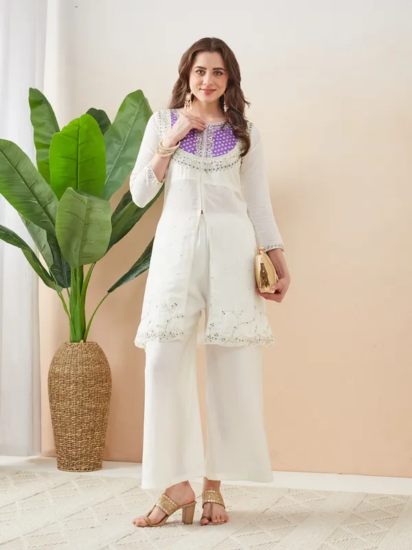White_Roman_Silk_Straight_Co-ord_Set_For_Women