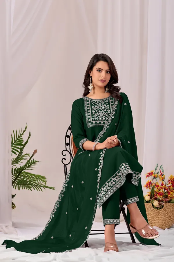Green_Rayon_Straight_Kurta_Set_With_Dupatta_For_Women