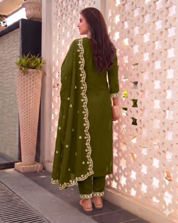 Olive_Green_Rayon_Straight_Kurta_Set_For_Women